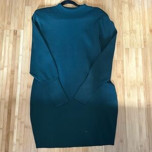 NWT Express Mock Neck Padded Shoulder Sweater Sheath Dress